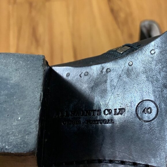 All Saints Hessian Low Leather Ankle Boot Black - Picture 10 of 13